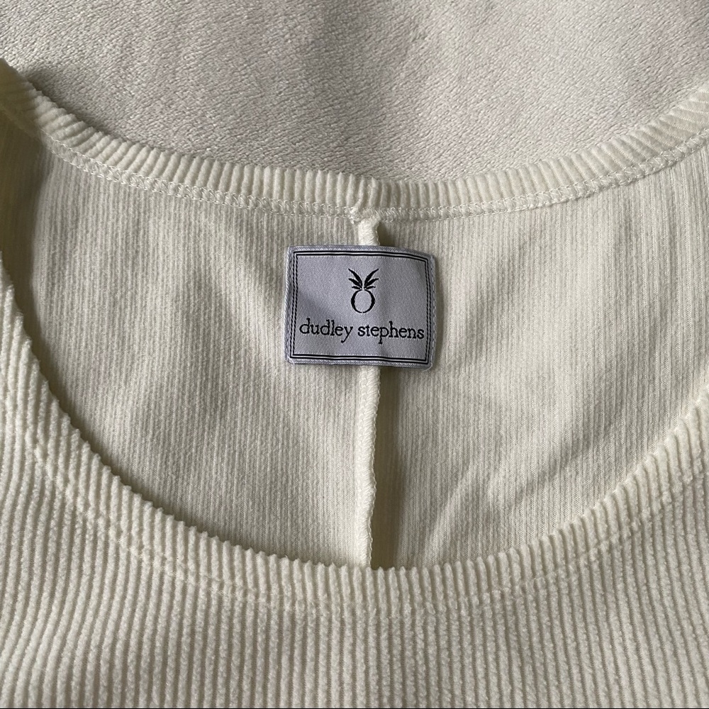 Dudley Stephens • Cream Ribbed College Tee Size Large - Picture 3 of 7